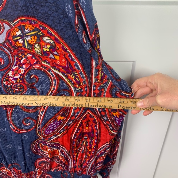 Venus Peasant Boho L Blouse Smocked Top Paisley Colorful Western Americana - Picture 10 of 10